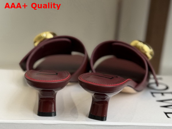 Loewe Pebble Slide in Soft Calfskin Burgundy Replica