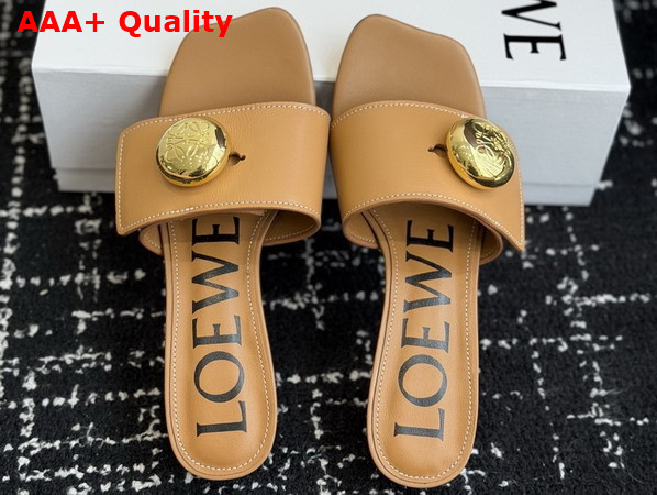 Loewe Pebble Slide in Soft Calfskin Oak Replica