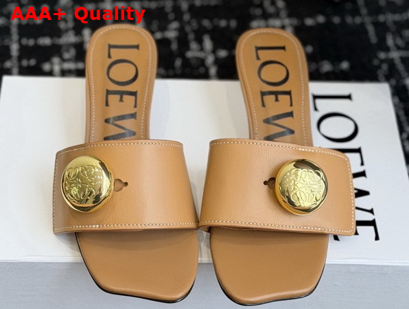 Loewe Pebble Slide in Soft Calfskin Oak Replica