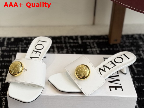 Loewe Pebble Slide in Soft Calfskin White Replica