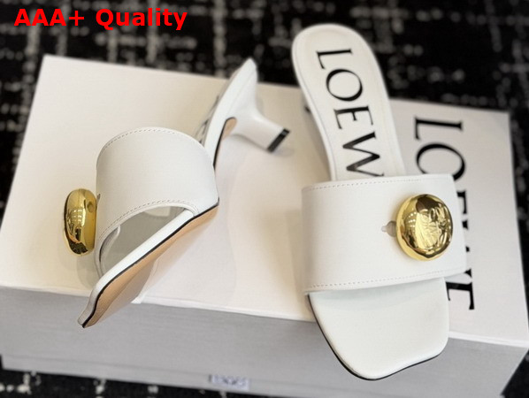 Loewe Pebble Slide in Soft Calfskin White Replica