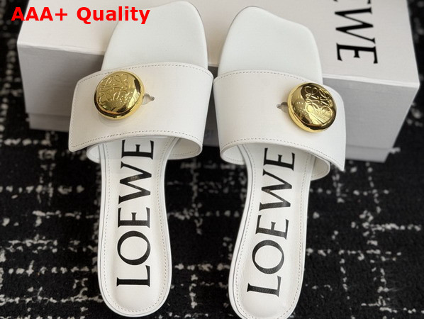 Loewe Pebble Slide in Soft Calfskin White Replica