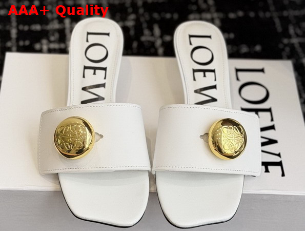 Loewe Pebble Slide in Soft Calfskin White Replica