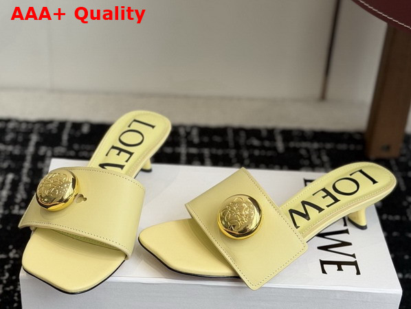 Loewe Pebble Slide in Soft Calfskin Yellow Replica