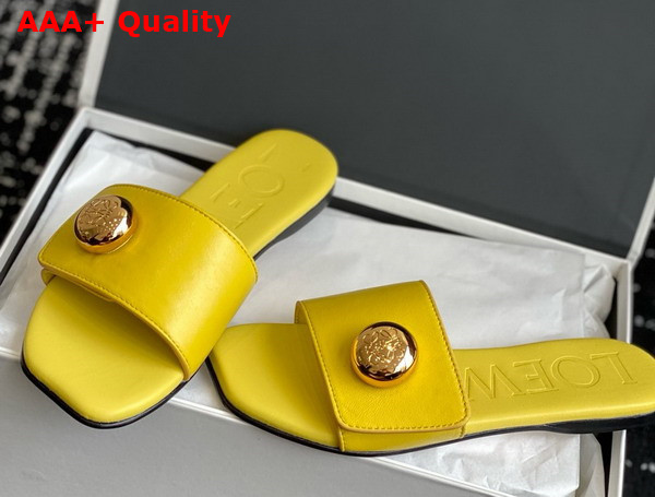 Loewe Pebble Slide in Yellow Soft Calfskin Replica