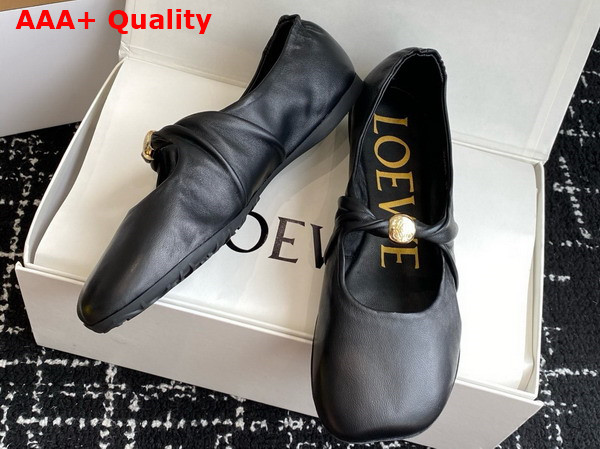 Loewe Pebble Soft Ballerina in Black Nappa Lambskin Replica