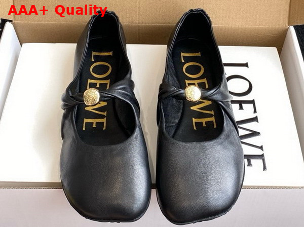 Loewe Pebble Soft Ballerina in Black Nappa Lambskin Replica
