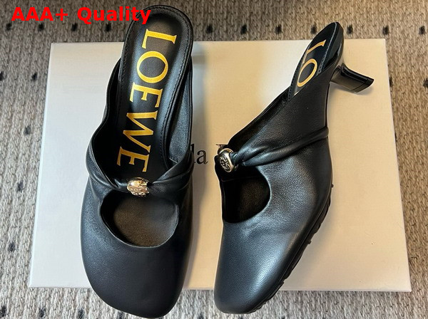 Loewe Pebble Soft Mule in Black Nappa Lambskin Replica