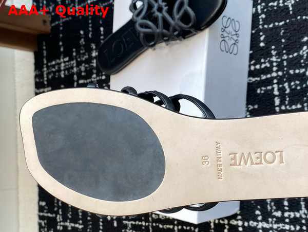 Loewe Petal Anagram Slide in Black Soft Calfskin Replica