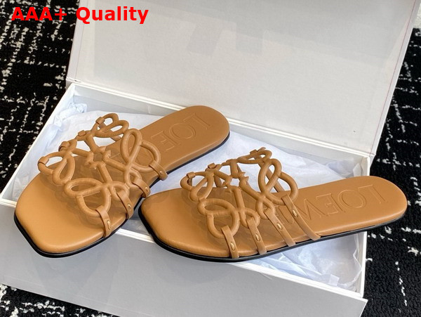 Loewe Petal Anagram Slide in Camel Soft Calfskin Replica