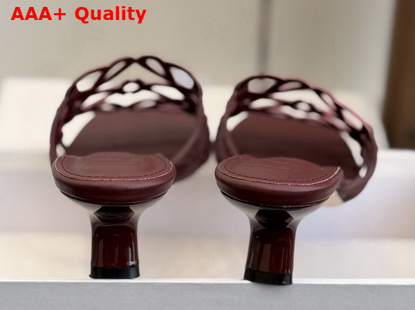 Loewe Petal Anagram Slide in Dark Burgundy Soft Calfskin Replica