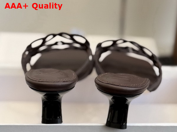 Loewe Petal Anagram Slide in Dark Chestnut Soft Calfskin Replica