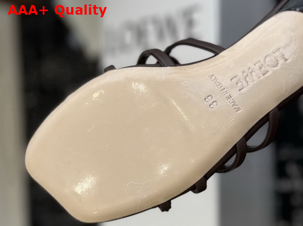 Loewe Petal Anagram Slide in Dark Chestnut Soft Calfskin Replica