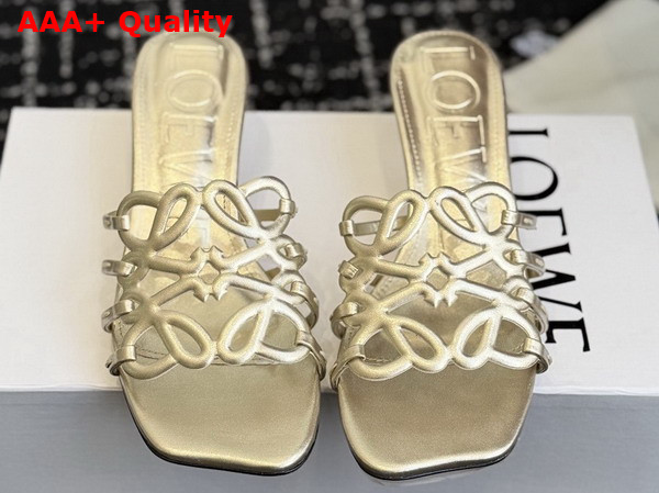 Loewe Petal Anagram Slide in Light Gold Soft Calfskin Replica