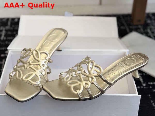 Loewe Petal Anagram Slide in Light Gold Soft Calfskin Replica