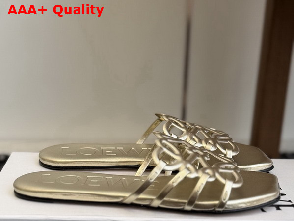 Loewe Petal Anagram Slide in Light Gold Soft Calfskin Replica