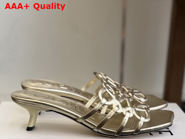 Loewe Petal Anagram Slide in Light Gold Soft Calfskin Replica