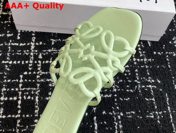 Loewe Petal Anagram Slide in Light Green Soft Calfskin Replica