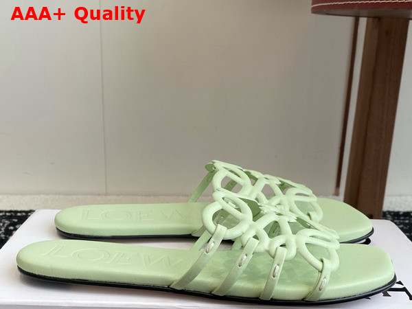 Loewe Petal Anagram Slide in Light Green Soft Calfskin Replica