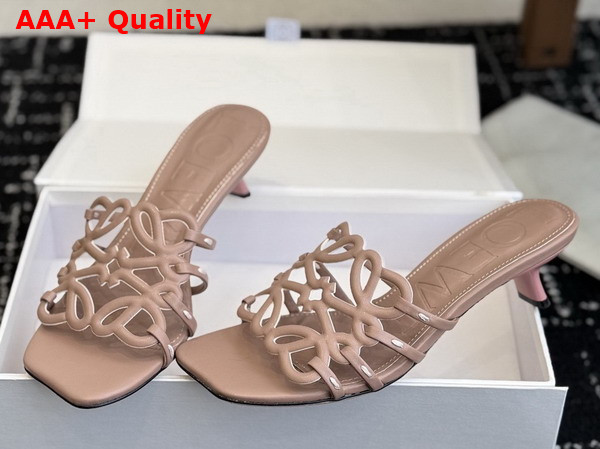 Loewe Petal Anagram Slide in Light Taupe Soft Calfskin Replica