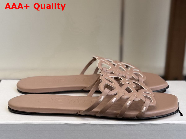Loewe Petal Anagram Slide in Light Taupe Soft Calfskin Replica