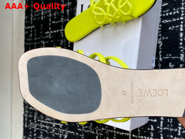 Loewe Petal Anagram Slide in Neon Green Patent Leather Replica