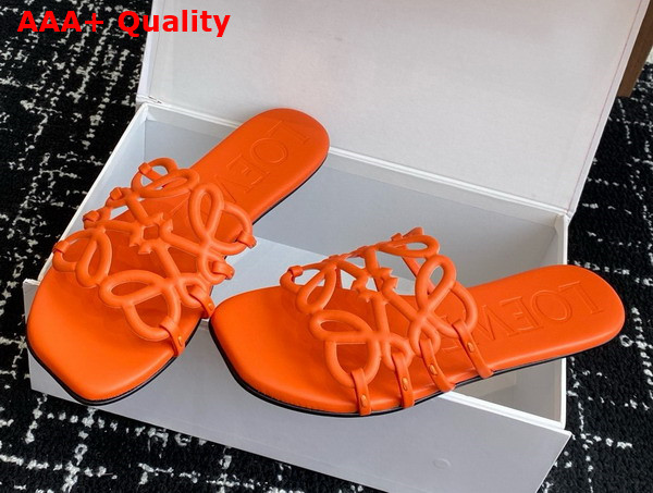 Loewe Petal Anagram Slide in Orange Soft Calfskin Replica