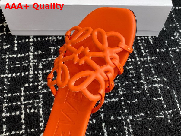 Loewe Petal Anagram Slide in Orange Soft Calfskin Replica