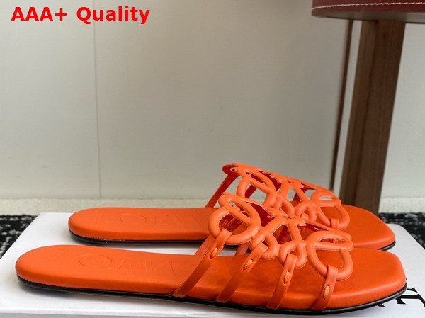 Loewe Petal Anagram Slide in Orange Soft Calfskin Replica