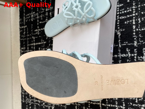 Loewe Petal Anagram Slide in Pale Blue Soft Calfskin Replica