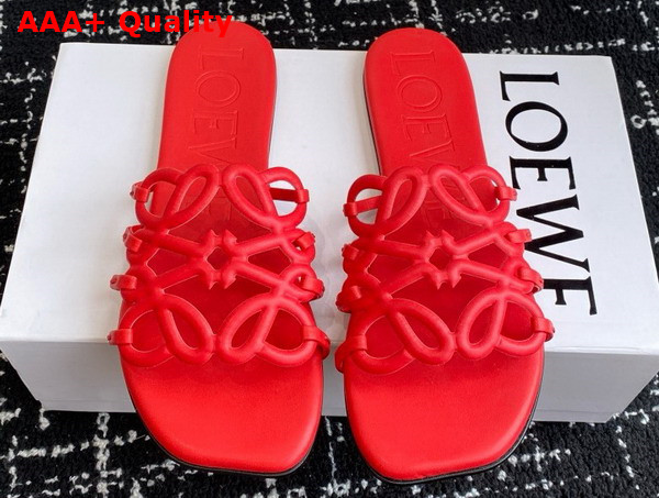 Loewe Petal Anagram Slide in Red Soft Calfskin Replica
