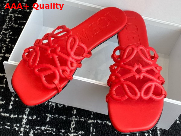 Loewe Petal Anagram Slide in Red Soft Calfskin Replica