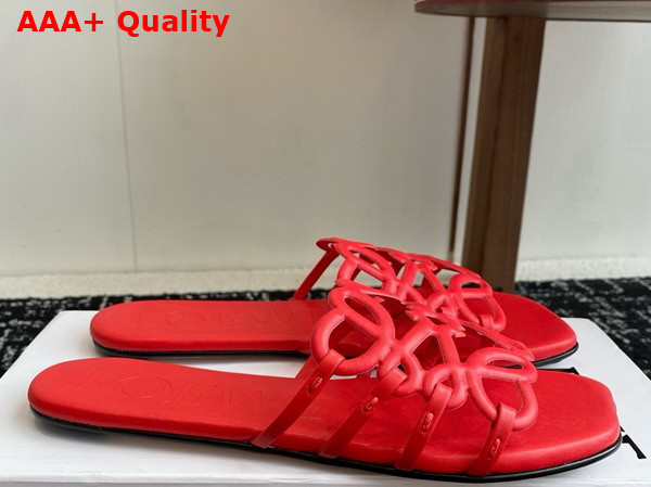 Loewe Petal Anagram Slide in Red Soft Calfskin Replica