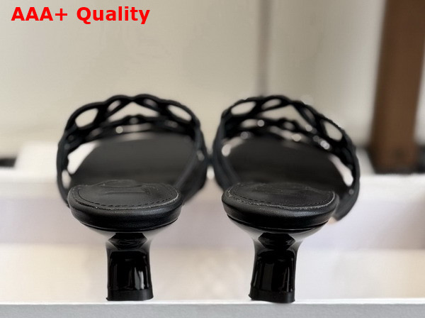 Loewe Petal Anagram Slide in Rhinestone Embellished Suede Black Replica