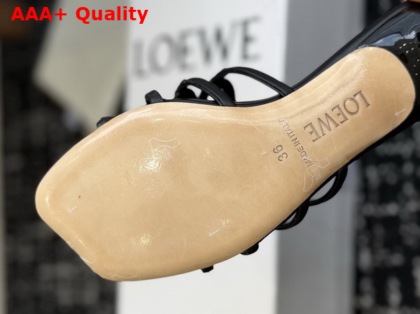 Loewe Petal Anagram Slide in Rhinestone Embellished Suede Black Replica