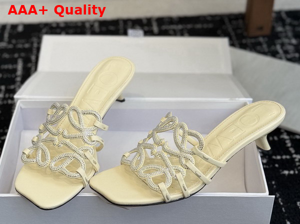 Loewe Petal Anagram Slide in Rhinestone Embellished Suede Butter Replica