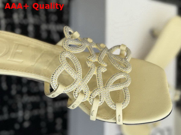 Loewe Petal Anagram Slide in Rhinestone Embellished Suede Butter Replica