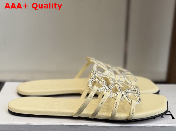 Loewe Petal Anagram Slide in Rhinestone Embellished Suede Butter Replica