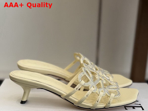 Loewe Petal Anagram Slide in Rhinestone Embellished Suede Butter Replica