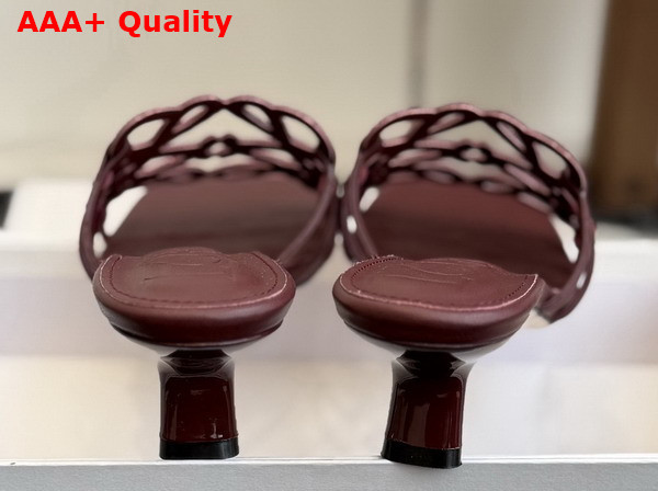 Loewe Petal Anagram Slide in Rhinestone Embellished Suede Dark Burgundy Replica