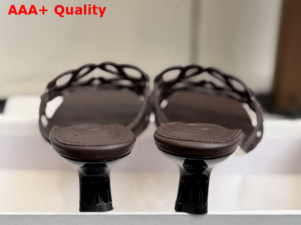 Loewe Petal Anagram Slide in Rhinestone Embellished Suede Dark Chestnut Replica