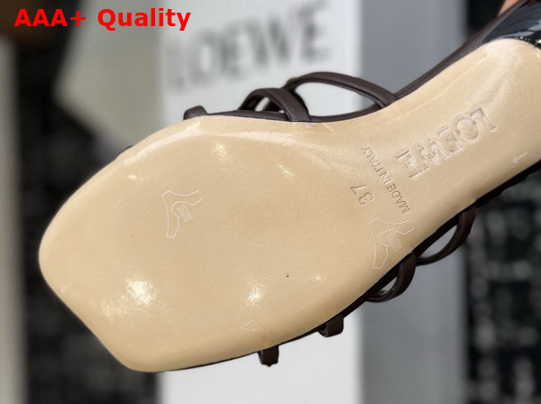 Loewe Petal Anagram Slide in Rhinestone Embellished Suede Dark Chestnut Replica