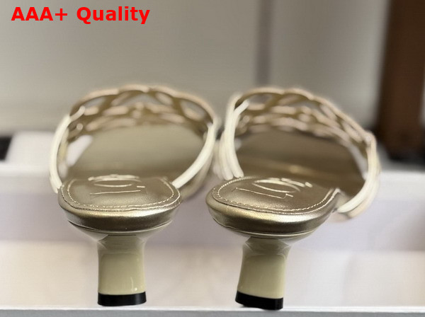 Loewe Petal Anagram Slide in Rhinestone Embellished Suede Light Gold Replica