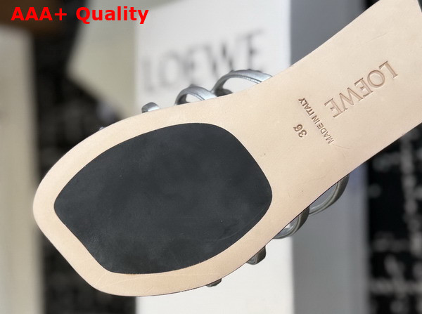 Loewe Petal Anagram Slide in Rhinestone Embellished Suede Silver Replica