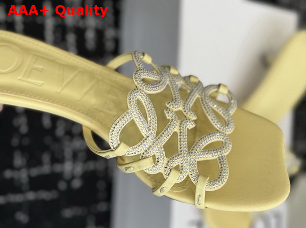 Loewe Petal Anagram Slide in Rhinestone Embellished Suede Yellow Replica