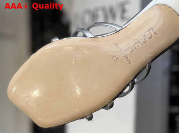 Loewe Petal Anagram Slide in Silver Laminated Lambskin Replica