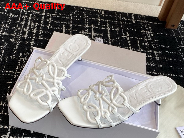 Loewe Petal Anagram Slide in Soft Calfskin Anthurium White Replica