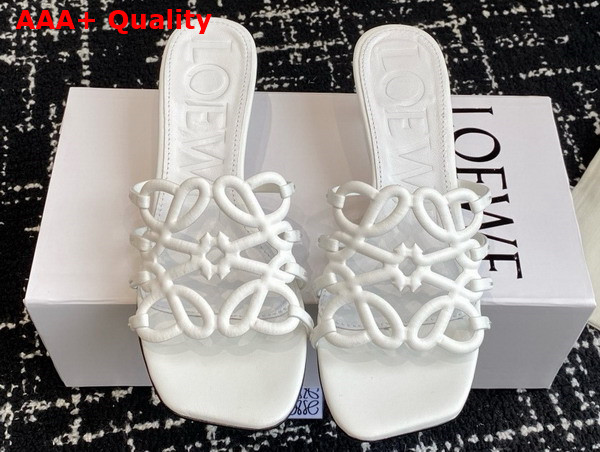 Loewe Petal Anagram Slide in Soft Calfskin Anthurium White Replica