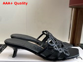 Loewe Petal Anagram Slide in Soft Calfskin Black Replica
