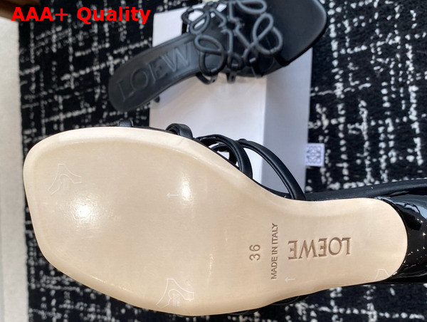 Loewe Petal Anagram Slide in Soft Calfskin Black Replica